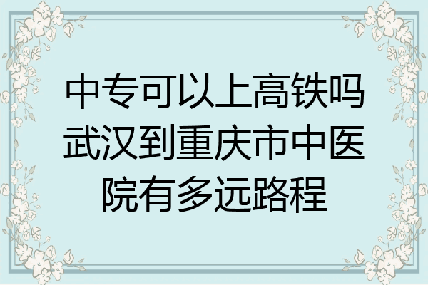 中专可以上高铁吗武汉到重庆市中医院有多远路程