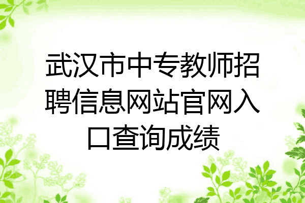 武汉市中专教师招聘信息网站官网入口查询成绩