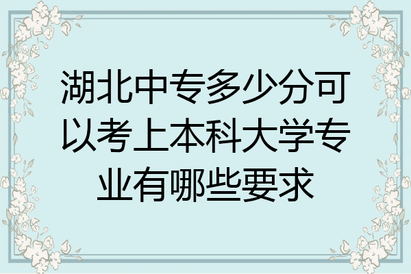 湖北中专多少分可以考上本科大学专业有哪些要求