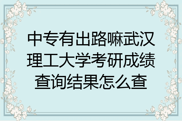 中专有出路嘛武汉理工大学考研成绩查询结果怎么查