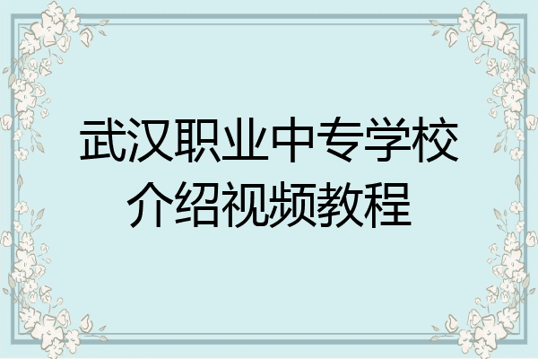 武汉职业中专学校介绍视频教程