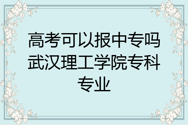 高考可以报中专吗武汉理工学院专科专业