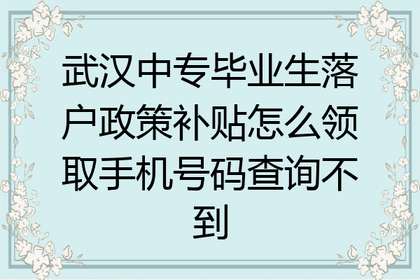 武汉中专毕业生落户政策补贴怎么领取手机号码查询不到