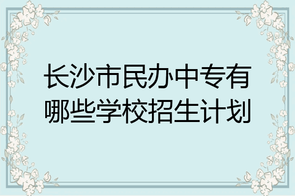 长沙市民办中专有哪些学校招生计划