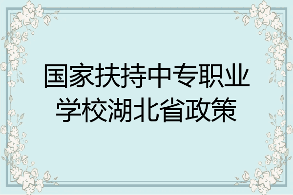 国家扶持中专职业学校湖北省政策