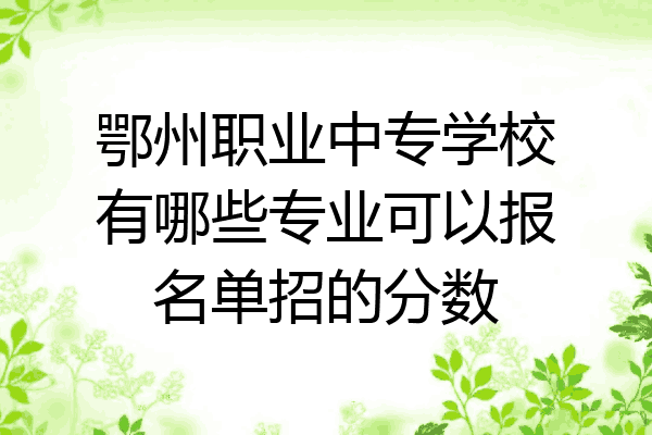 鄂州职业中专学校有哪些专业可以报名单招的分数