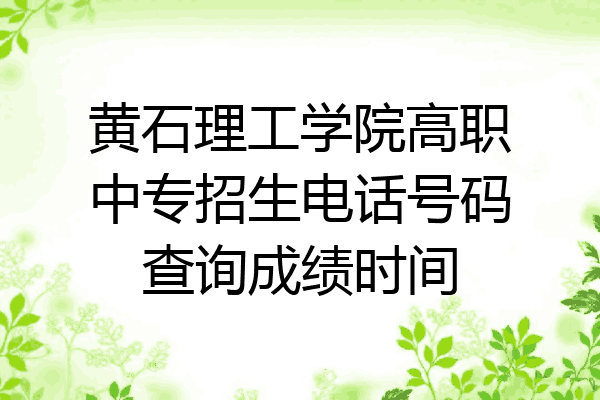 黄石理工学院高职中专招生电话号码查询成绩时间