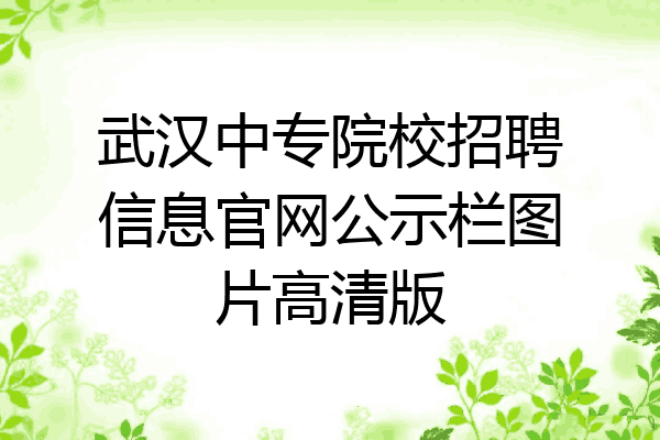 武汉中专院校招聘信息官网公示栏图片高清版