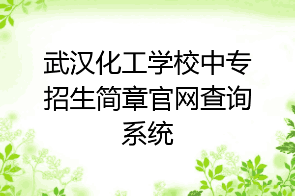 武汉化工学校中专招生简章官网查询系统