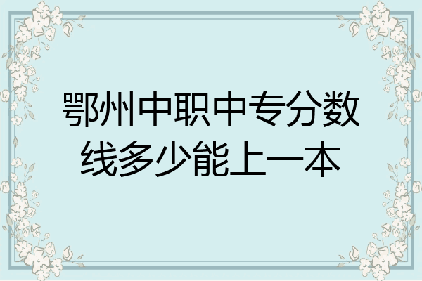 鄂州中职中专分数线多少能上一本
