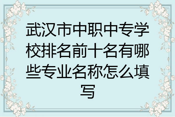 武汉市中职中专学校排名前十名有哪些专业名称怎么填写