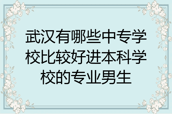 武汉有哪些中专学校比较好进本科学校的专业男生