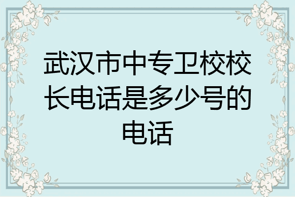武汉市中专卫校校长电话是多少号的电话