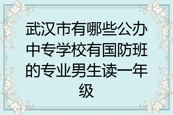 武汉市有哪些公办中专学校有国防班的专业男生读一年级