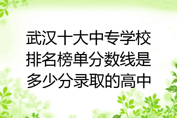 武汉十大中专学校排名榜单分数线是多少分录取的高中