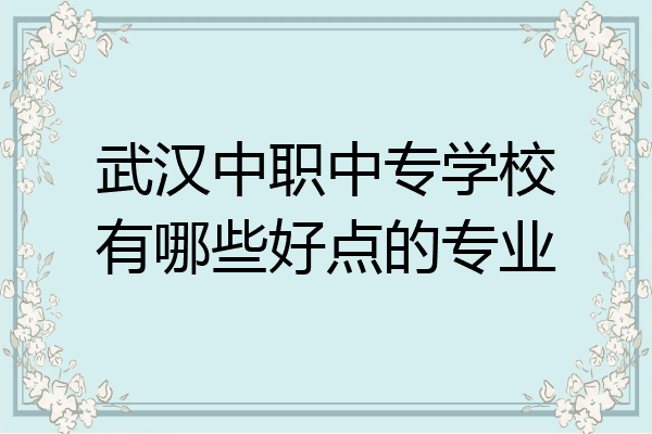 武汉中职中专学校有哪些好点的专业