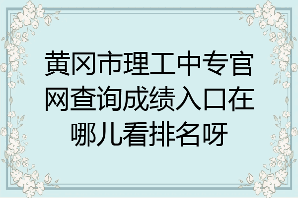 黄冈市理工中专官网查询成绩入口在哪儿看排名呀