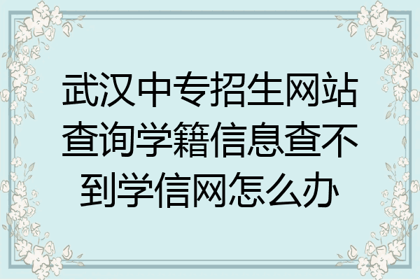 武汉中专招生网站查询学籍信息查不到学信网怎么办