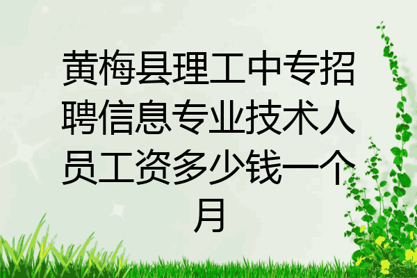 黄梅县理工中专招聘信息专业技术人员工资多少钱一个月