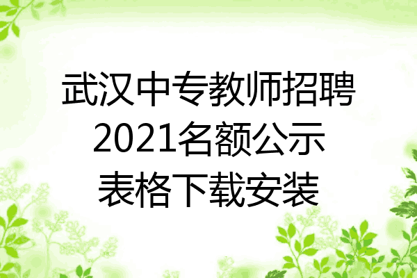 武汉中专教师招聘2021名额公示表格下载安装
