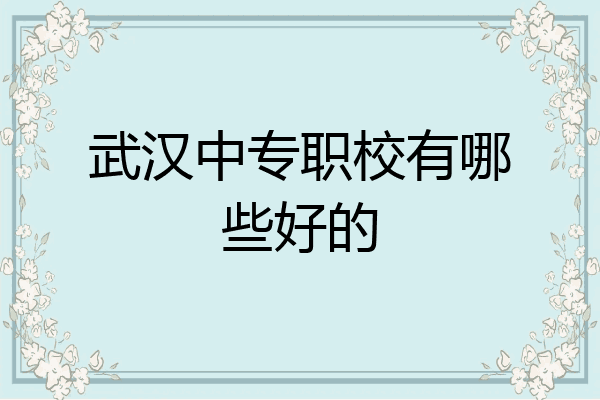 武汉中专职校有哪些好的