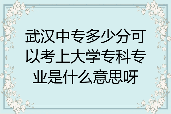 武汉中专多少分可以考上大学专科专业是什么意思呀