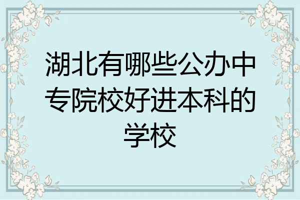 湖北有哪些公办中专院校好进本科的学校