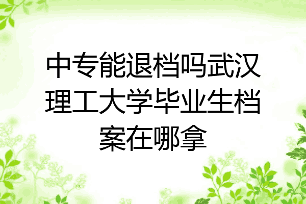 中专能退档吗武汉理工大学毕业生档案在哪拿