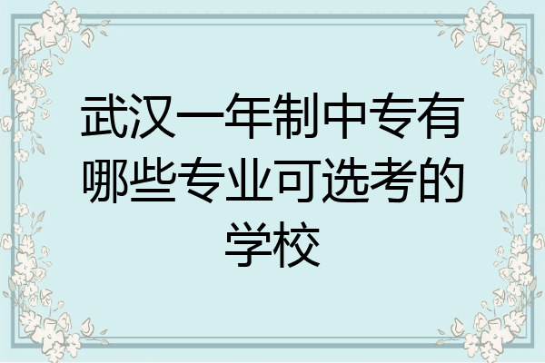 武汉一年制中专有哪些专业可选考的学校