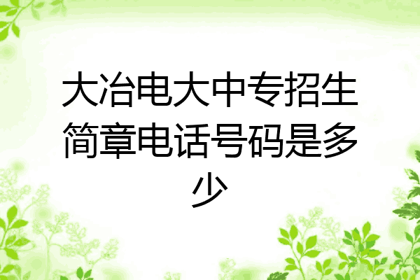 大冶电大中专招生简章电话号码是多少