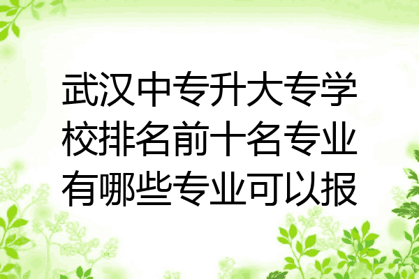 武汉中专升大专学校排名前十名专业有哪些专业可以报