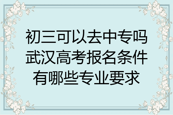 初三可以去中专吗武汉高考报名条件有哪些专业要求