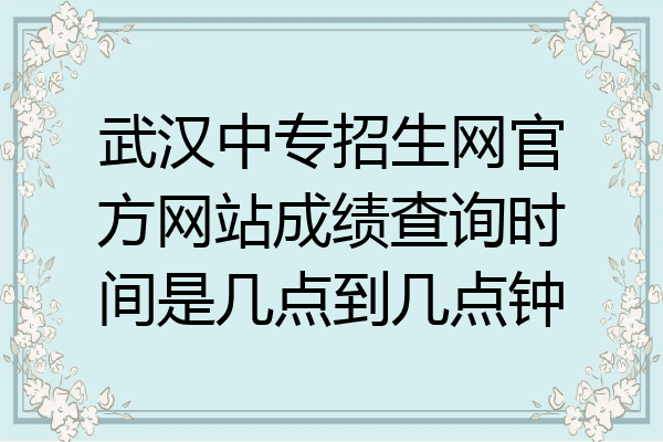 武汉中专招生网官方网站成绩查询时间是几点到几点钟