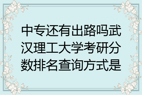 中专还有出路吗武汉理工大学考研分数排名查询方式是