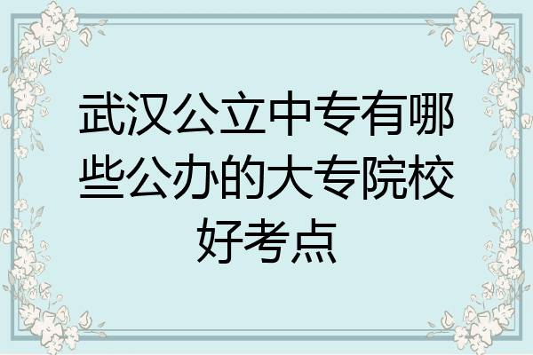 武汉公立中专有哪些公办的大专院校好考点