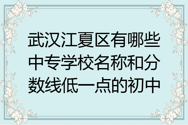 武汉江夏区有哪些中专学校名称和分数线低一点的初中