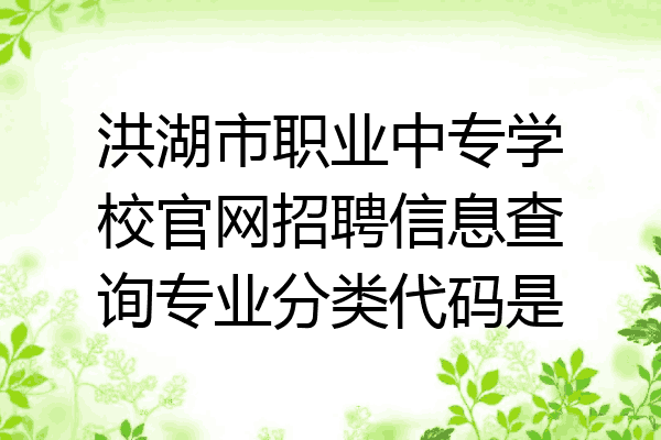 洪湖市职业中专学校官网招聘信息查询专业分类代码是