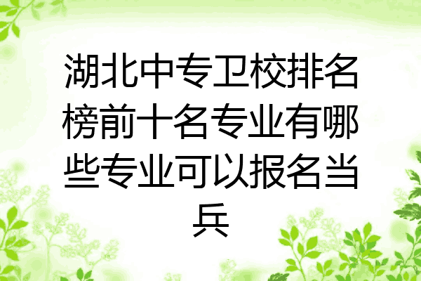 湖北中专卫校排名榜前十名专业有哪些专业可以报名当兵