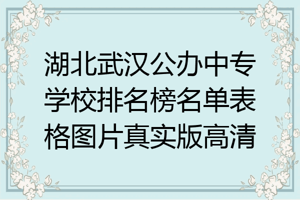 湖北武汉公办中专学校排名榜名单表格图片真实版高清