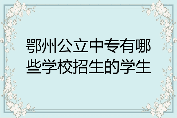 鄂州公立中专有哪些学校招生的学生