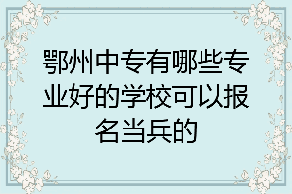 鄂州中专有哪些专业好的学校可以报名当兵的