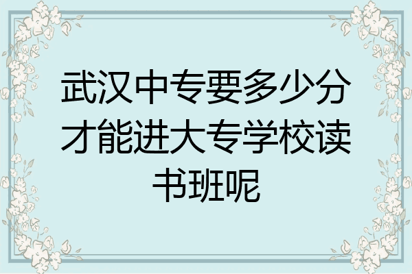 武汉中专要多少分才能进大专学校读书班呢