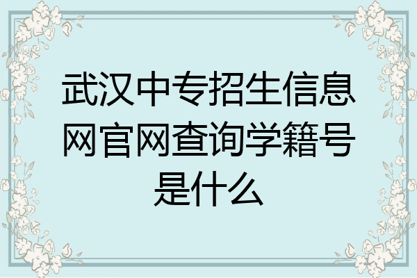 武汉中专招生信息网官网查询学籍号是什么