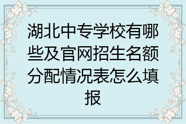 湖北中专学校有哪些及官网招生名额分配情况表怎么填报