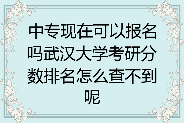 中专现在可以报名吗武汉大学考研分数排名怎么查不到呢