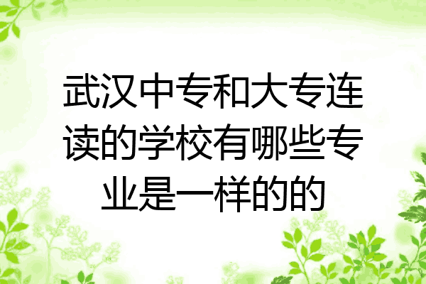 武汉中专和大专连读的学校有哪些专业是一样的的