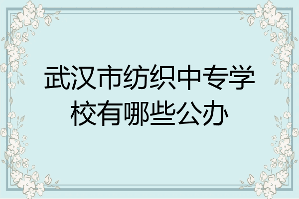 武汉市纺织中专学校有哪些公办