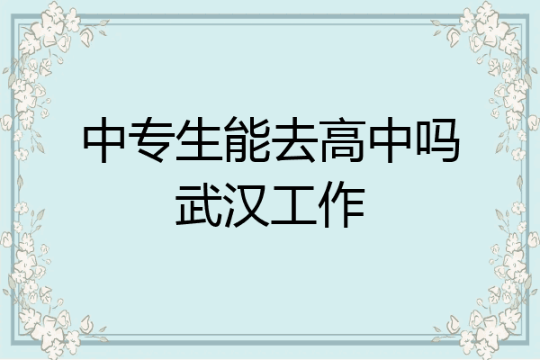 中专生能去高中吗武汉工作