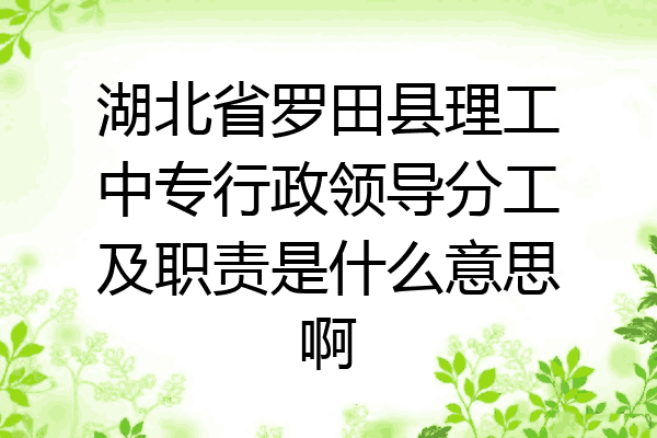 湖北省罗田县理工中专行政领导分工及职责是什么意思啊