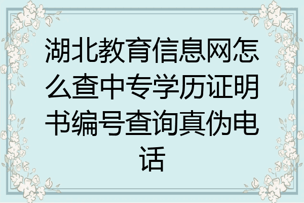 湖北教育信息网怎么查中专学历证明书编号查询真伪电话